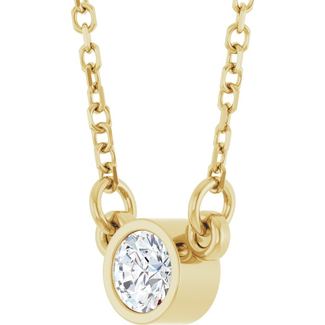 14K Lab-Grown Diamond Solitaire Necklace, 18" Chain, Various Carat Weights Available