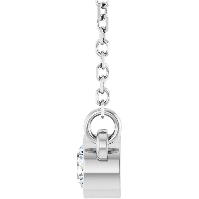 14K White 1/6 CT Natural Diamond Solitaire 18" Necklace