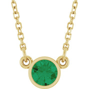 14K Yellow Lab-Grown Emerald Solitaire 16" Necklace