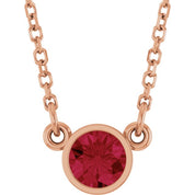 14K Rose Lab-Grown Ruby Solitaire 16" Necklace