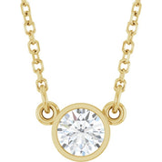 14K Lab-Grown Diamond Solitaire Necklace, 18" Chain, Various Carat Weights Available