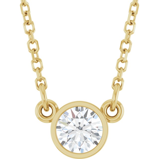 14K Lab-Grown Diamond Solitaire Necklace, 18" Chain, Various Carat Weights Available