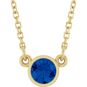 14K Yellow Lab-Grown Blue Sapphire Solitaire 16" Necklace