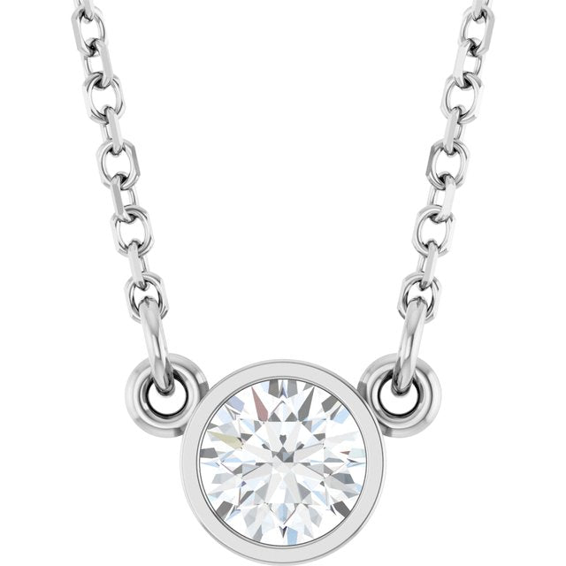 Stuller 14K White Lab-Grown Moissanite Solitaire Necklace - 18"