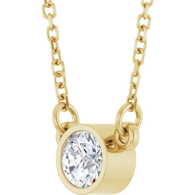 14K Lab-Grown Diamond Solitaire Necklace, 18" Chain, Various Carat Weights Available