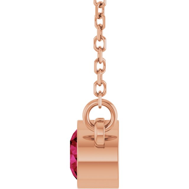 14K Rose Lab-Grown Ruby Solitaire 16" Necklace