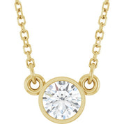 14K Lab-Grown Diamond Solitaire Necklace, 18" Chain, Various Carat Weights Available