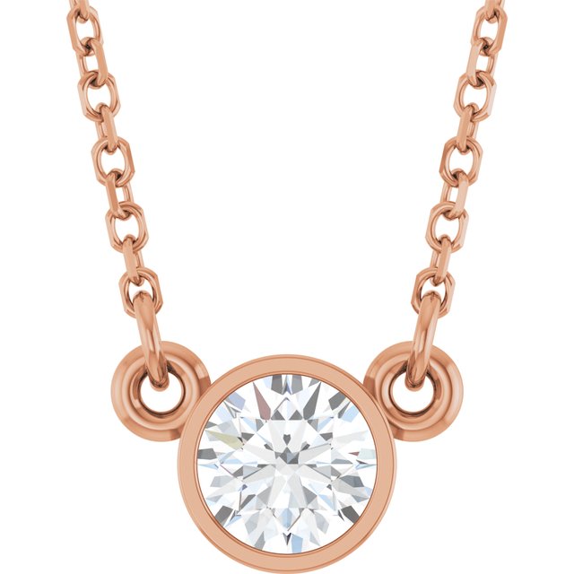 14K Lab-Grown Diamond Solitaire Necklace, 18" Chain, Various Carat Weights Available