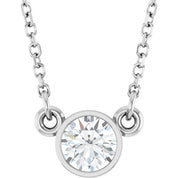 14K Lab-Grown Diamond Solitaire Necklace, 18" Chain, Various Carat Weights Available
