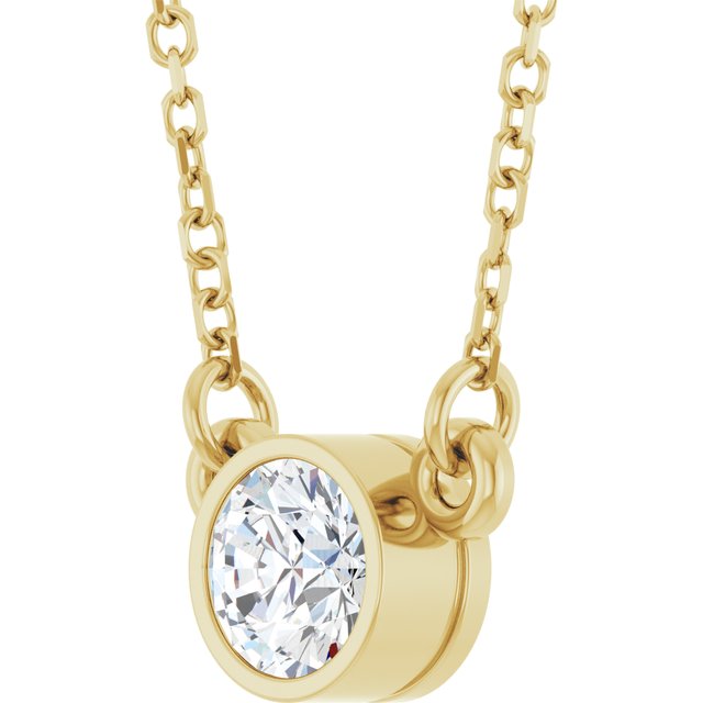 14K Lab-Grown Diamond Solitaire Necklace, 18" Chain, Various Carat Weights Available