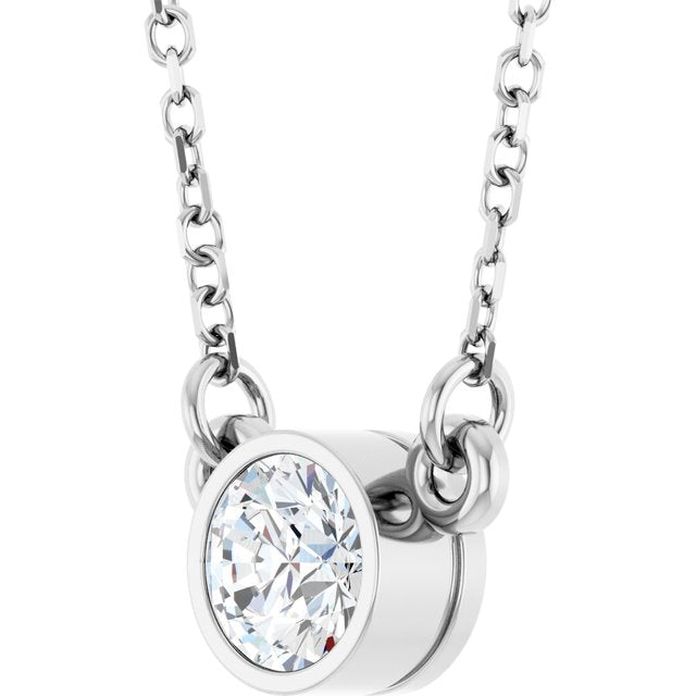 14K Lab-Grown Diamond Solitaire Necklace, 18" Chain, Various Carat Weights Available
