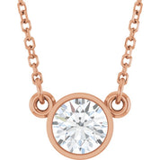 14K Lab-Grown Diamond Solitaire Necklace, 18" Chain, Various Carat Weights Available
