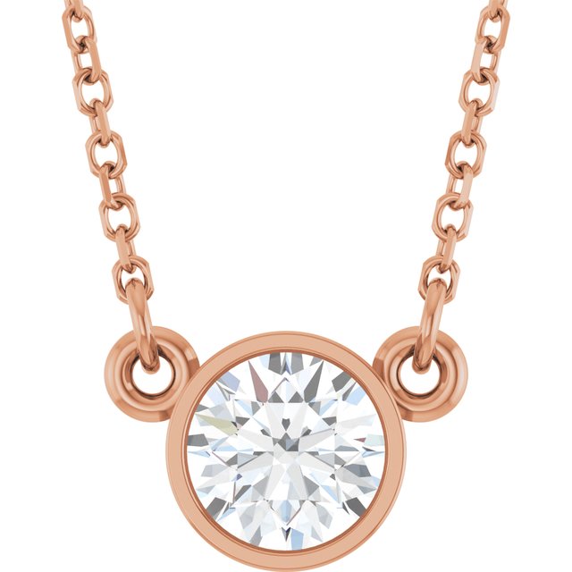 14K Lab-Grown Diamond Solitaire Necklace, 18" Chain, Various Carat Weights Available