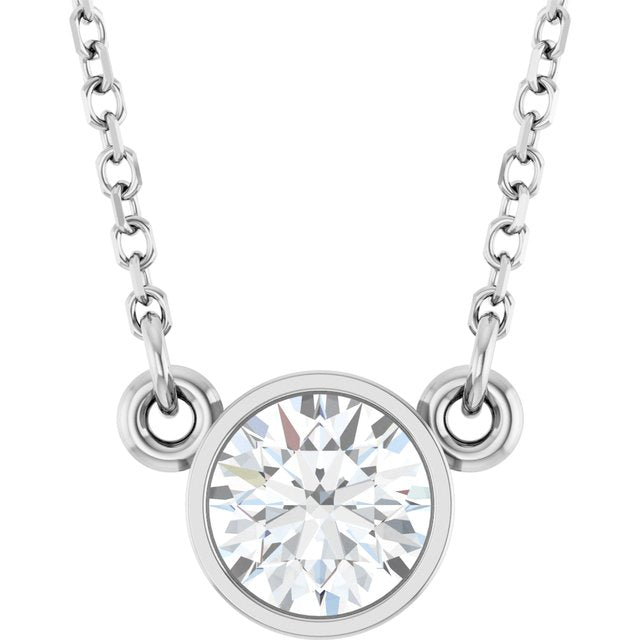 14K Lab-Grown Diamond Solitaire Necklace, 18" Chain, Various Carat Weights Available