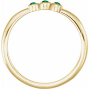 14K Yellow Natural Emerald Stackable Ring