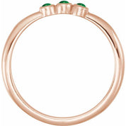 14K Rose Natural Emerald Stackable Ring
