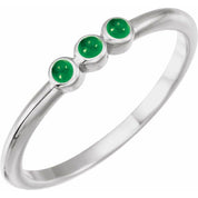 Sterling Silver Natural Emerald Stackable Ring
