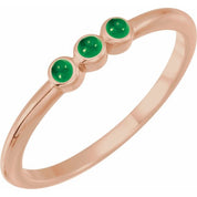 14K Rose Natural Emerald Stackable Ring