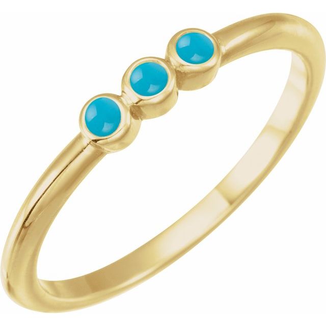 14K Yellow Natural Turquoise Stackable Ring