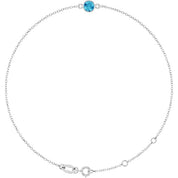 14K White Natural Blue Zircon 6 1/2-7 1/2" Bracelet