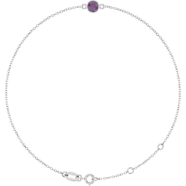 14K White Lab-Grown Alexandrite 6 1/2-7 1/2" Bracelet