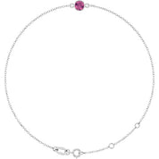 14K White Natural Pink Tourmaline 6 1/2-7 1/2" Bracelet