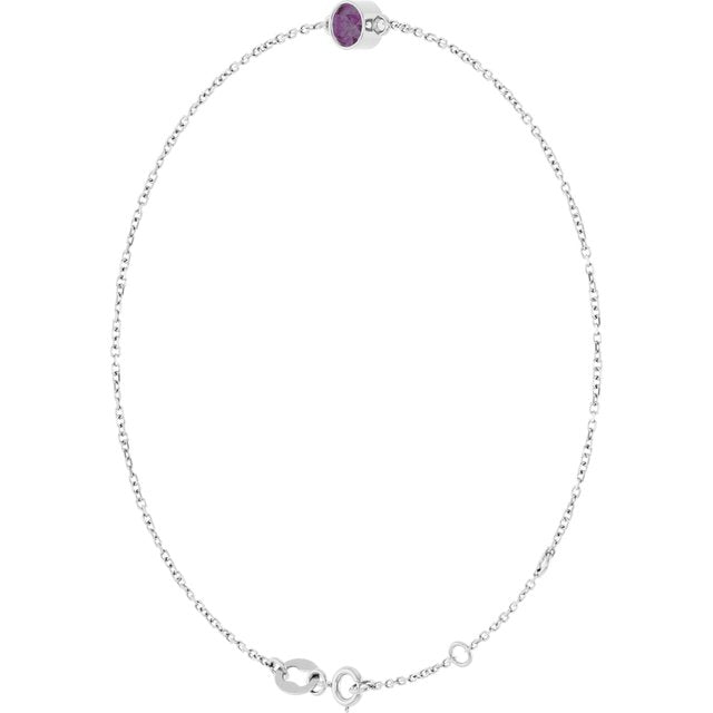 14K White Lab-Grown Alexandrite 6 1/2-7 1/2" Bracelet