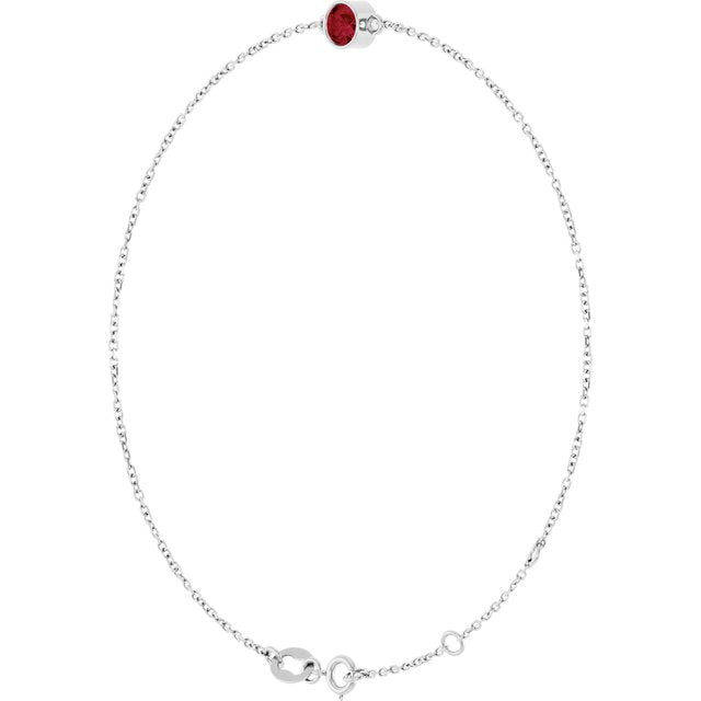 14K White Lab-Grown Ruby 6 1/2-7 1/2" Bracelet