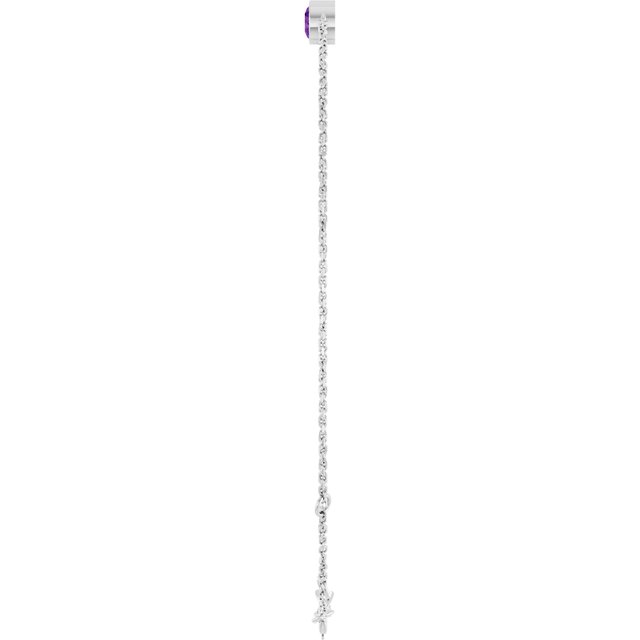 14K White Natural Amethyst 6 1/2-7 1/2" Bracelet