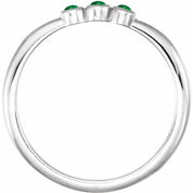 14K White Natural Emerald Stackable Ring