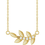 Accented Leaf Necklace by Brand - 14K Natural Diamond - Part Number 88697:129:P