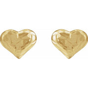 14K Yellow 6.2 mm Diamond-Cut Inverness? Piercing Heart Earrings