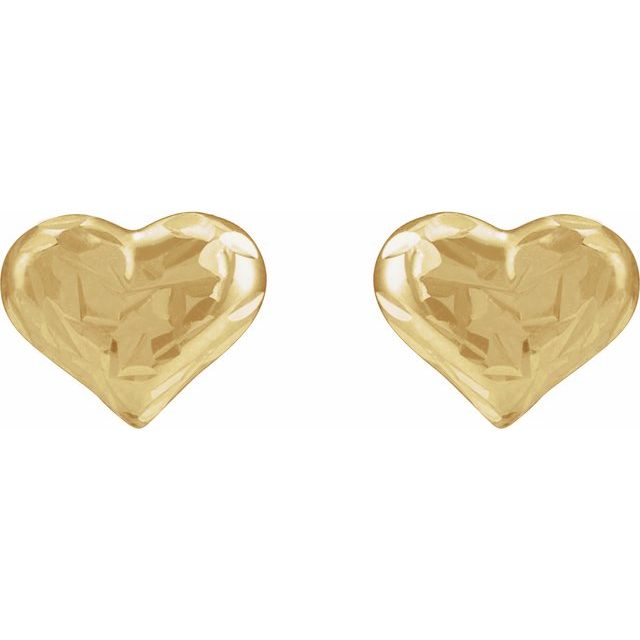 14K Yellow 6.2 mm Diamond-Cut Inverness? Piercing Heart Earrings