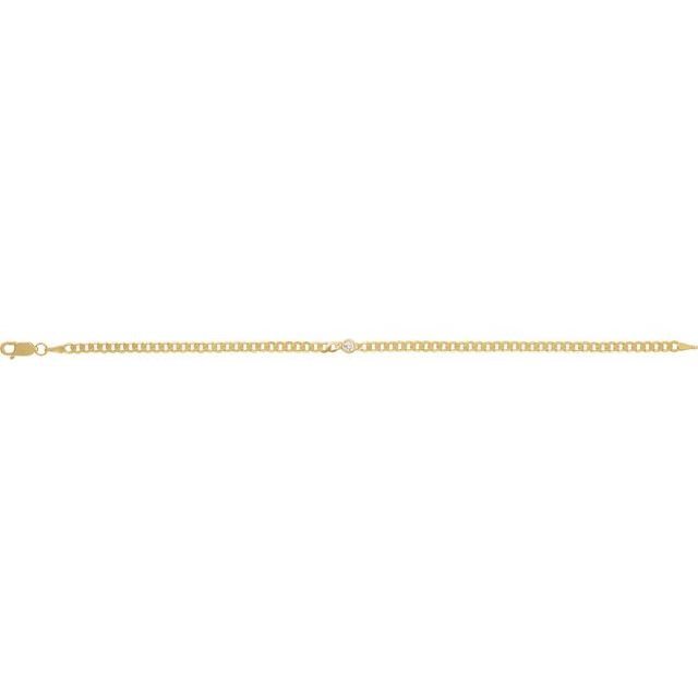 14K Yellow 1/10 CT Lab-Grown Diamond Link 7" Bracelet