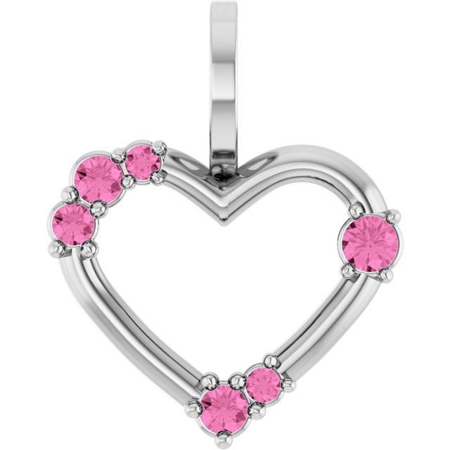 Sterling Silver Natural Pink Sapphire Heart Pendant