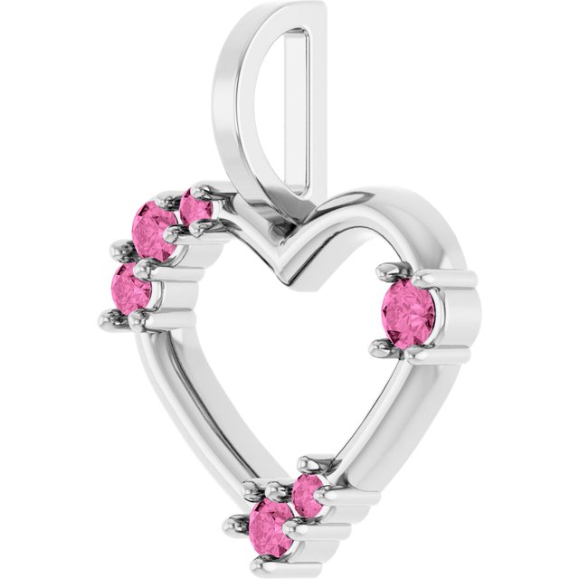 Sterling Silver Natural Pink Sapphire Heart Pendant