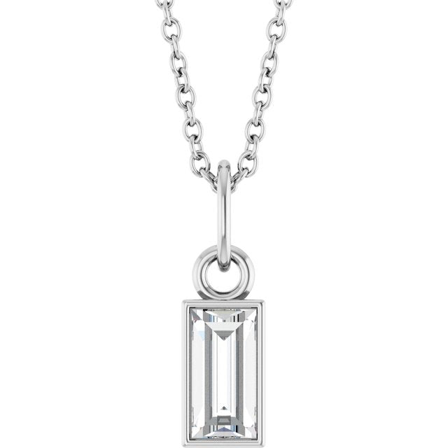 14K White 3/8 CT Natural Diamond Bezel-Set 16-18" Necklace