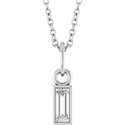 14K White 1/6 CT Lab-Grown Diamond Bezel-Set 16-18" Necklace