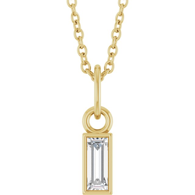 14K Yellow 1/6 CT Natural Diamond Bezel-Set 16-18" Necklace