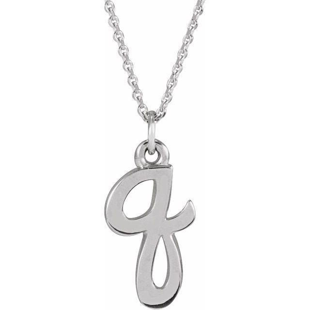 14K White Petite Initial Q 16" Necklace
