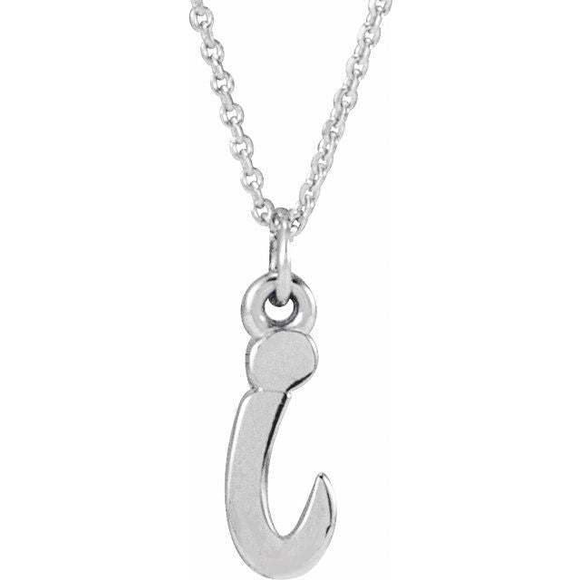 14K White Petite Initial I 16" Necklace