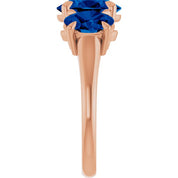 14K Rose 9x7 mm Oval Lab-Grown Blue Sapphire Three-Stone Ring