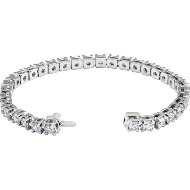 14K White 10 CTW Lab-Grown Diamond Line 7 1/4" Bracelet