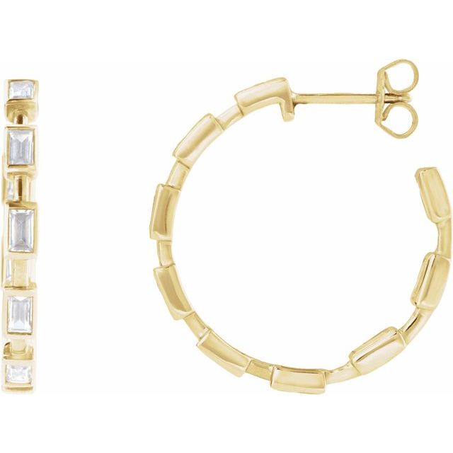 14K Yellow Gold 1 1/4 CTW Lab-Grown Diamond Hoop Earrings - LG600