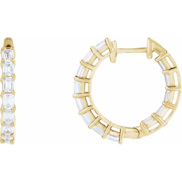 14K Yellow 3 CTW Lab-Grown Diamond Inside-Outside Hoop Earrings - LG600