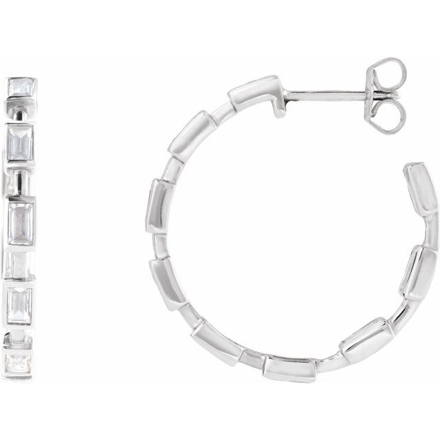 14K White 1 1/4 CTW Lab-Grown Diamond Hoop Earrings - LG601