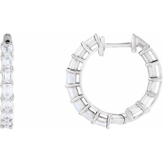 14K White 3 CTW Lab-Grown Diamond Inside-Outside Hoop Earrings - LG601