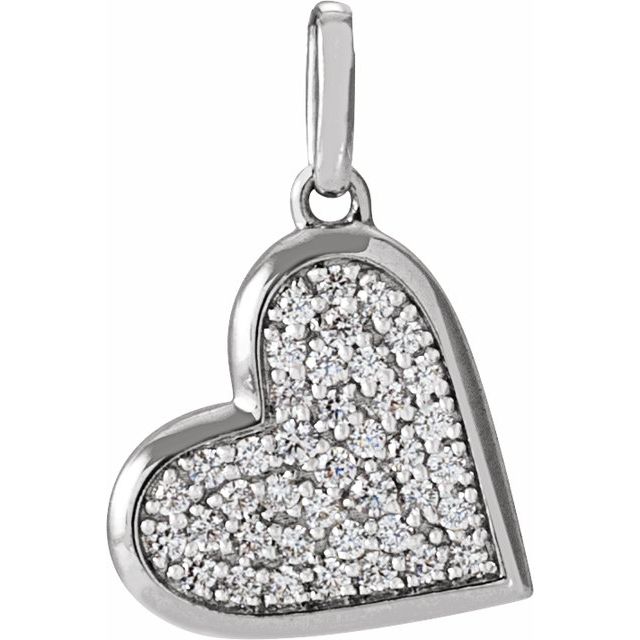 14K White 1/4 CTW Natural Diamond Heart Pendant