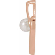 14K Rose Cultured White Akoya Pearl Heart Pendant