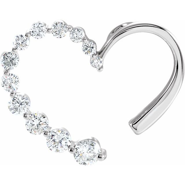 14K White 7/8 CTW Natural Diamond Journey Heart Pendant